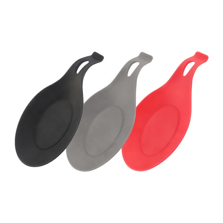 Kitchen Silicone Spoon Rest Almond-shaped Silicone Kitchen Utensil Rest Ladle Spoon Holder